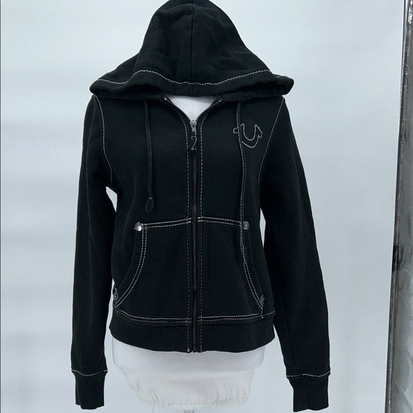 True Religion World Tour Zip Hoodie Women’s Large Black Buddha Graphic - Picture 4 of 12